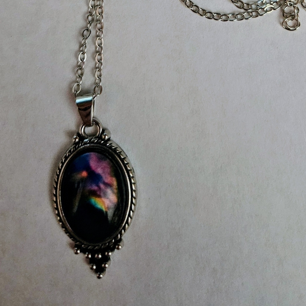 Necklace with Irridescent Amulet - Picture 2 of 6